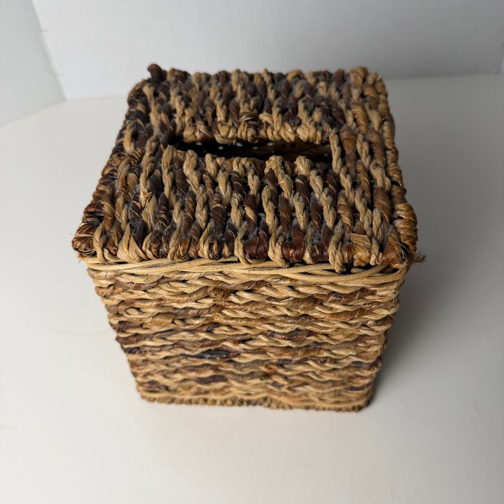 Chunky Woven Tissue Box Cover Seagrass Rustic Boho Spa Bathroom Decor‎ Natural